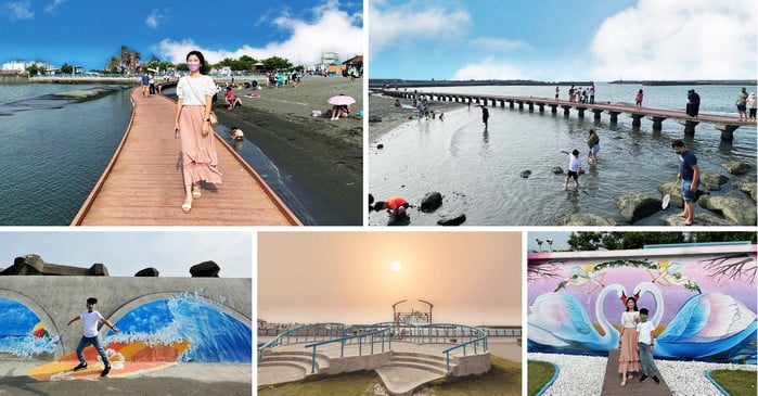 高雄新景點》彌陀漁港海岸光廊，海上步道浪漫拍照，也可以玩沙玩水的新地標 @青青小熊＊旅遊札記