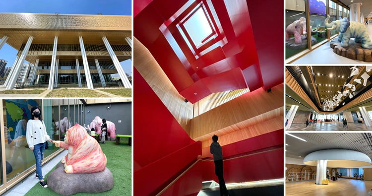 台南景點》臺南市立圖書館新總館，好像來到美術館，還有超特別的紅色旋轉樓梯 @青青小熊＊旅遊札記