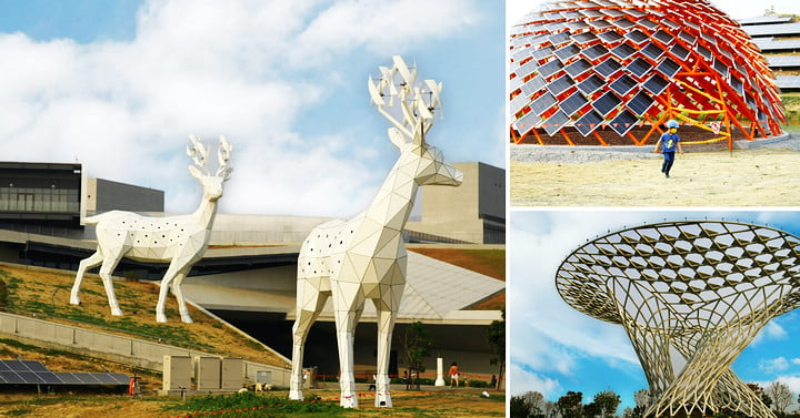 台南新景點》綠能科技示範場域．超巨大的小鹿斑比、太陽能樹，放大版的裝置藝術 @青青小熊＊旅遊札記